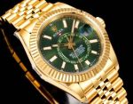 AR Factory Rolex Sky-dweller 42*14.5mm 316L Steel Gold Jubilee Bracelet 9002 Movement Green Watch